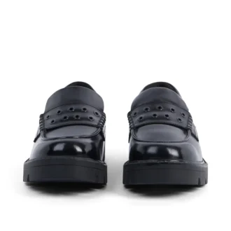 Yetişkin Kadın Kori Loafer Perçinli Deri Siyah