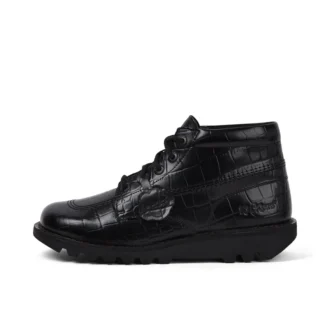 Yetişkin Unisex Kick Hi Croc Deri Botlar Siyah