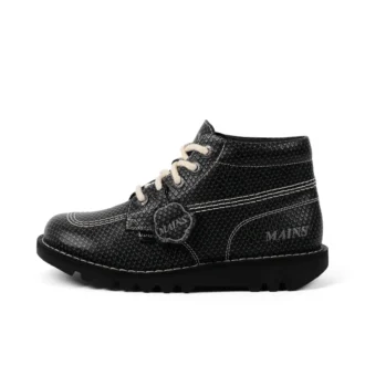 Yetişkin Unisex Kick Hi Damarlı Deri Mains Gri