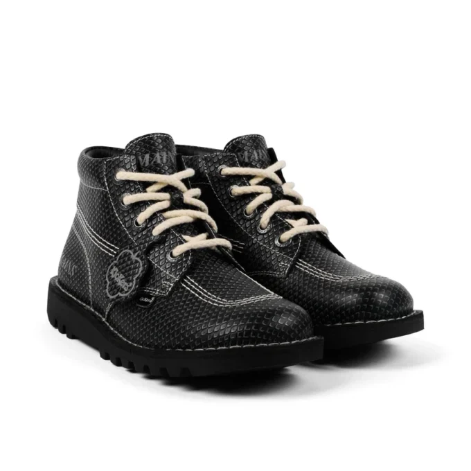Yetişkin Unisex Kick Hi Damarlı Deri Mains Gri