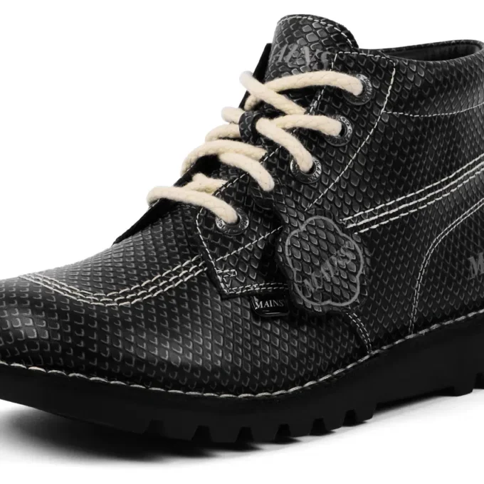 Yetişkin Unisex Kick Hi Damarlı Deri Mains Gri