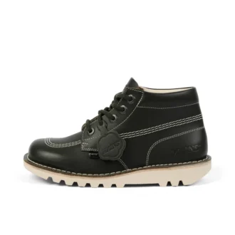 Yetişkin Unisex Kick Hi Damarlı Deri Mains Koyu Yeşil