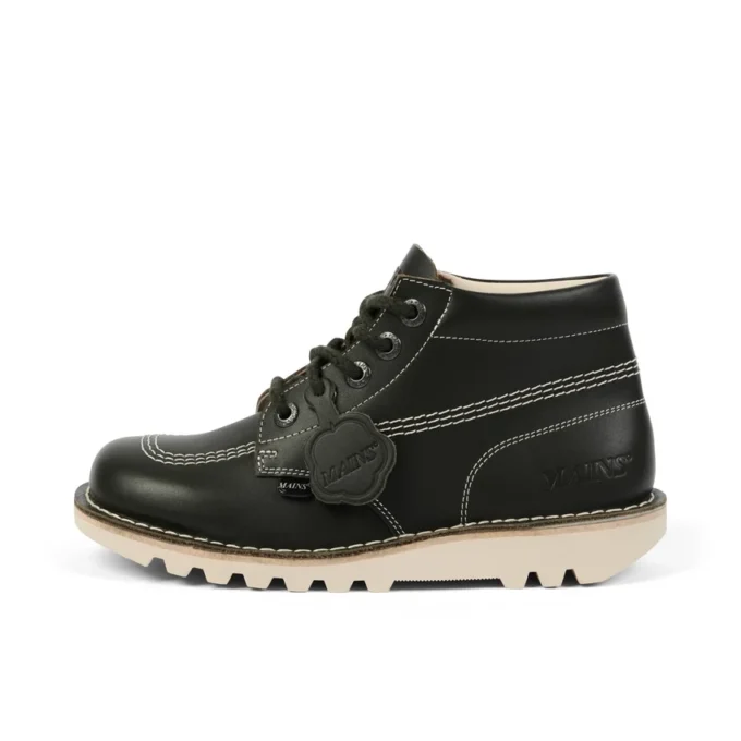 Yetişkin Unisex Kick Hi Damarlı Deri Mains Koyu Yeşil