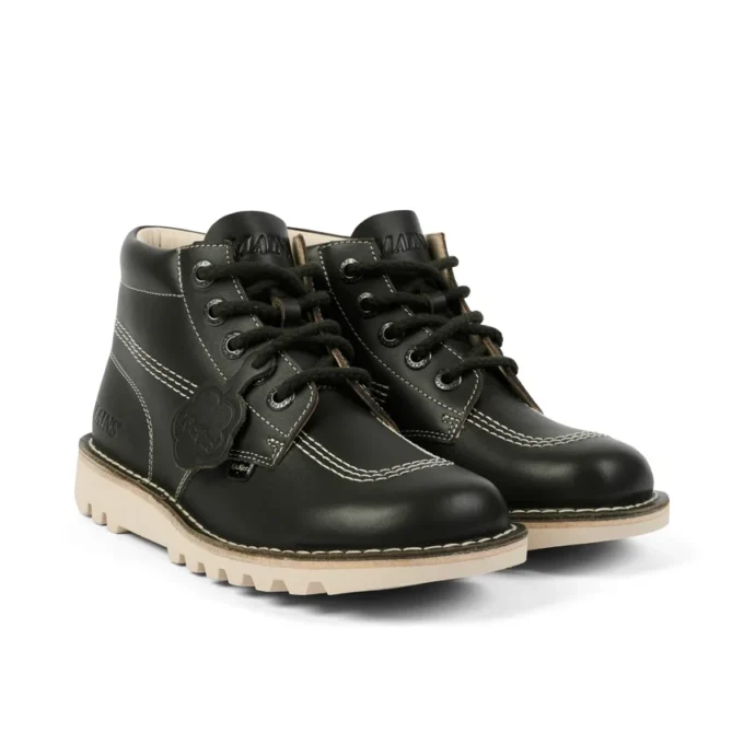 Yetişkin Unisex Kick Hi Damarlı Deri Mains Koyu Yeşil