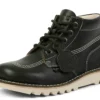Yetişkin Unisex Kick Hi Damarlı Deri Mains Koyu Yeşil