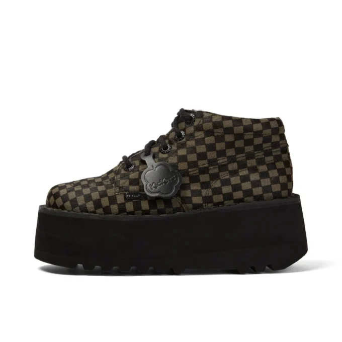 Yetişkin Unisex Kick Hi Platform Deri Siyah/Haki