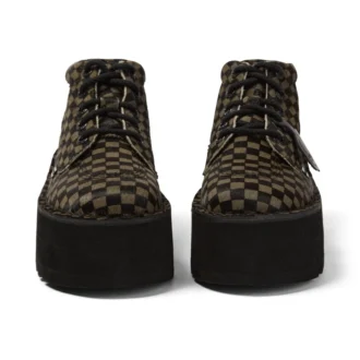 Yetişkin Unisex Kick Hi Platform Deri Siyah/Haki