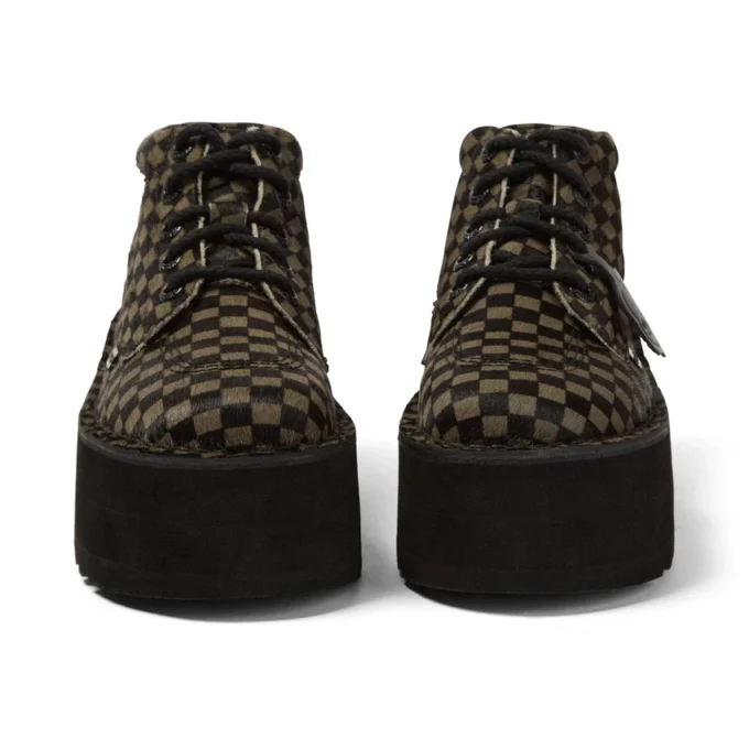 Yetişkin Unisex Kick Hi Platform Deri Siyah/Haki