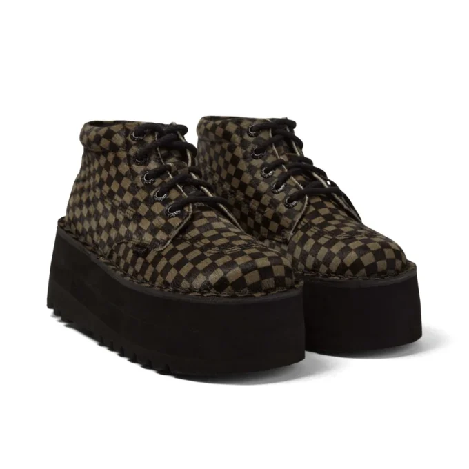 Yetişkin Unisex Kick Hi Platform Deri Siyah/Haki