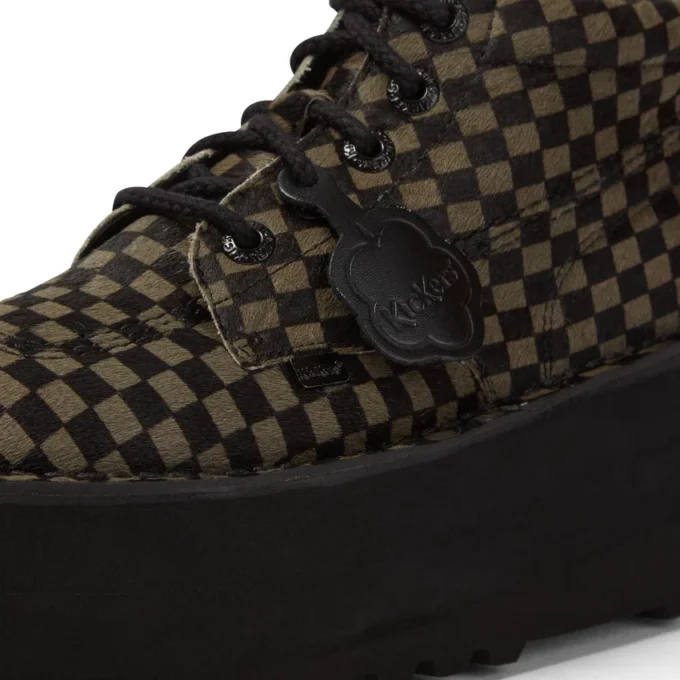 Yetişkin Unisex Kick Hi Platform Deri Siyah/Haki