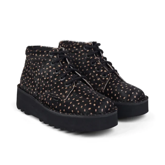 Yetişkin Unisex Kick Hi Stack Spot Deri Siyah