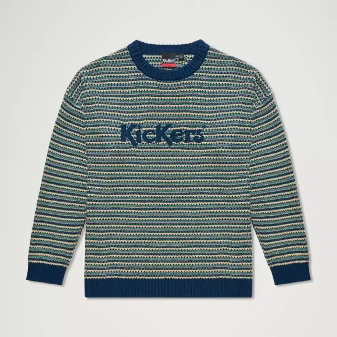 Yetişkin Unisex Kickers Göğüs Logolu Örgü Kazak – Çok Renkli