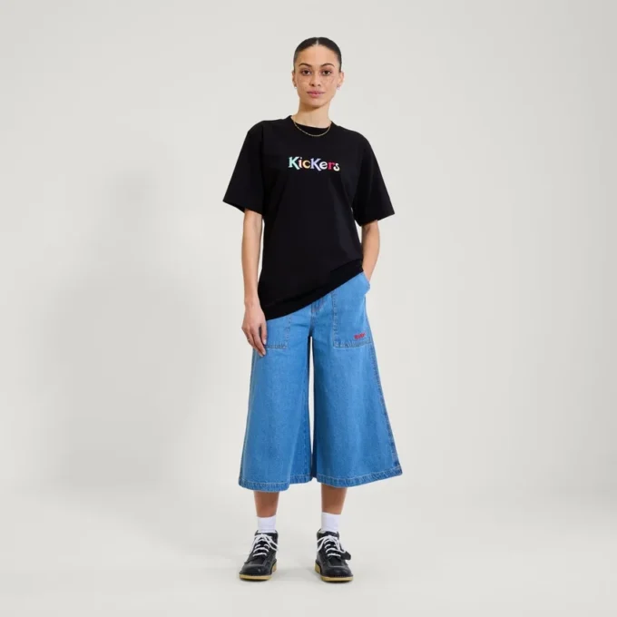 Yetişkin Unisex Kickers Klasik Kısa Kollu Tişört Siyah