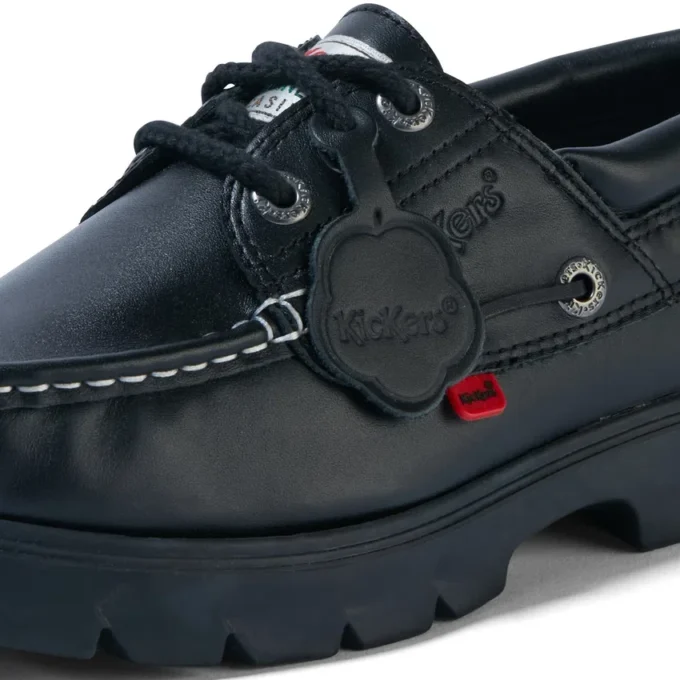 Yetişkin Unisex Lennon Tekne Ayakkabısı Deri Siyah
